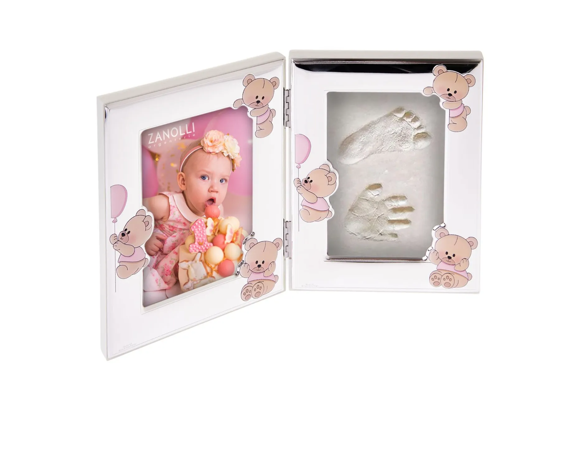 Cornice orsetti rosa argento pvd con kit per le impronte Selezione zanolli