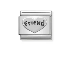 Cuore friend composable acciaio e argento Nomination