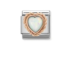 Cuore opale bianco composable acciaio e oro rosa Nomination