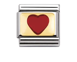 Cuore rosso composable acciaio oro e smalto Nomination