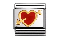 Cuore rosso trafitto composable acciaio oro e smalto Nomination