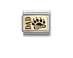 Dad bear composable acciaio oro e smalto Nomination