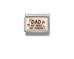 Dad my hero composable acciaio oro rosa 375 e smalto Nomination