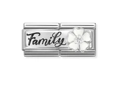 Family composable acciaio argento e zirconi Nomination