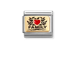 Family cuore rosso composable acciaio oro e smalto Nomination