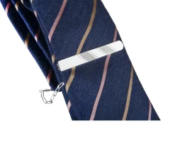 Fermacravatta argento con doppia fascia satinata Selezione zanolli