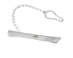 Fermacravatta obliquo argento con fascia satinata Selezione zanolli