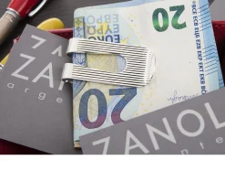 Fermasoldi argento con righe verticali Selezione zanolli
