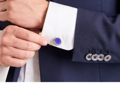 Gemelli argento con ghiera blu Selezione zanolli