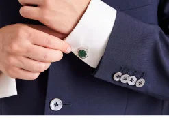 Gemelli argento con ghiera verde Selezione zanolli