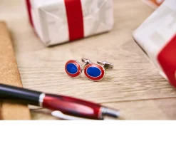 Gemelli argento e smalto arancio blu Selezione zanolli