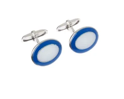 Gemelli argento e smalto blu bianco Selezione zanolli