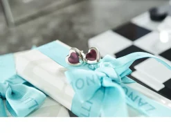 Gemelli cuore argento con smalto viola Selezione zanolli