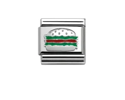 Hamburger composable acciaio argento e smalto Nomination