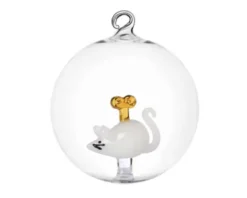 Idea regalo natale palla di natale topino bianco Ichendorf