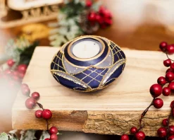Idea regalo natale portacandela led con t-light blu Selezione zanolli
