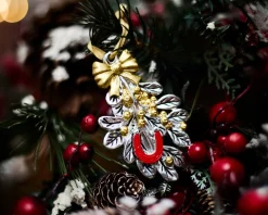 Idea regalo natale vischio oro e ferro di cavallo rosso Selezione zanolli