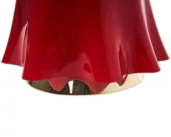 Lampada da tavolo fantasmino xl vetro di murano rosso e lattimo Venini