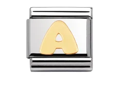 Lettera a composable acciaio e oro Nomination