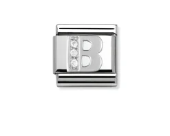 Lettera b composable acciaio argento e zirconi Nomination