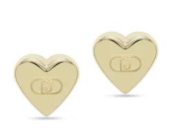 Orecchini acciaio dorato cuore con logo Liu jo