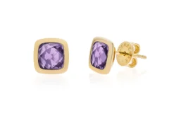 Orecchini a lobo crystal color argento dorato con cristallo ametista Unoaerre