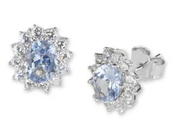 Orecchini argento con cubic zirconia e zircone acquamarina Sovrani
