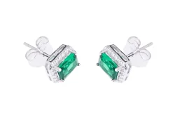 Orecchini argento con rettangolo zircone smeraldo Sovrani