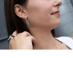 Orecchini argento con zirconi verdi e bianchi Sovrani