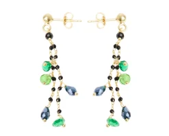 Orecchini argento dorato con smaltini blu e cristalli verdi/blu Selezione zanolli