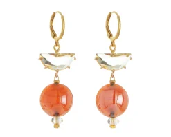 Orecchini ocean odissey vetro di murano corallo e cristalli Murrina murano venezia