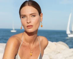 Orecchini ocean odissey vetro di murano corallo e cristalli Murrina murano venezia