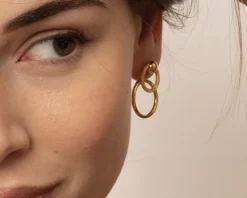 Orecchini oro 9 kt con cerchi lucidi e zigrinati Unoaerre