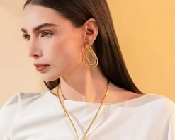 Orecchini pendenti in lurex dorato Sovrani