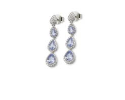 Orecchini pendenti luce argento con cubic zirconia e zirconi acquamarina Sovrani