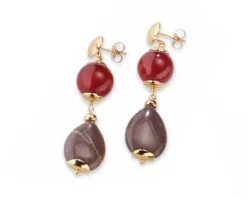 Orecchini severine ottone finitura dorata con agata, avventurina e agata ruby Sovrani