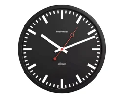 Orologio da parete acciaio quadrante nero Hermle