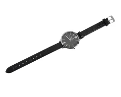 Orologio da polso donna acciaio con quadrante nero e cinturino in pelle Royal london