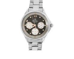 Orologio da polso donna acciaio con quadrante nero Royal london