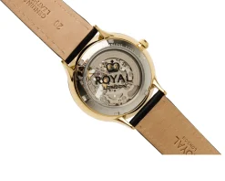 Orologio da polso uomo acciaio con movimento a vista e cinturino in pelle Royal london