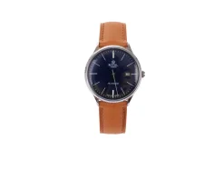 Orologio da polso uomo acciaio con quadrante blu e cinturino in pelle Royal london