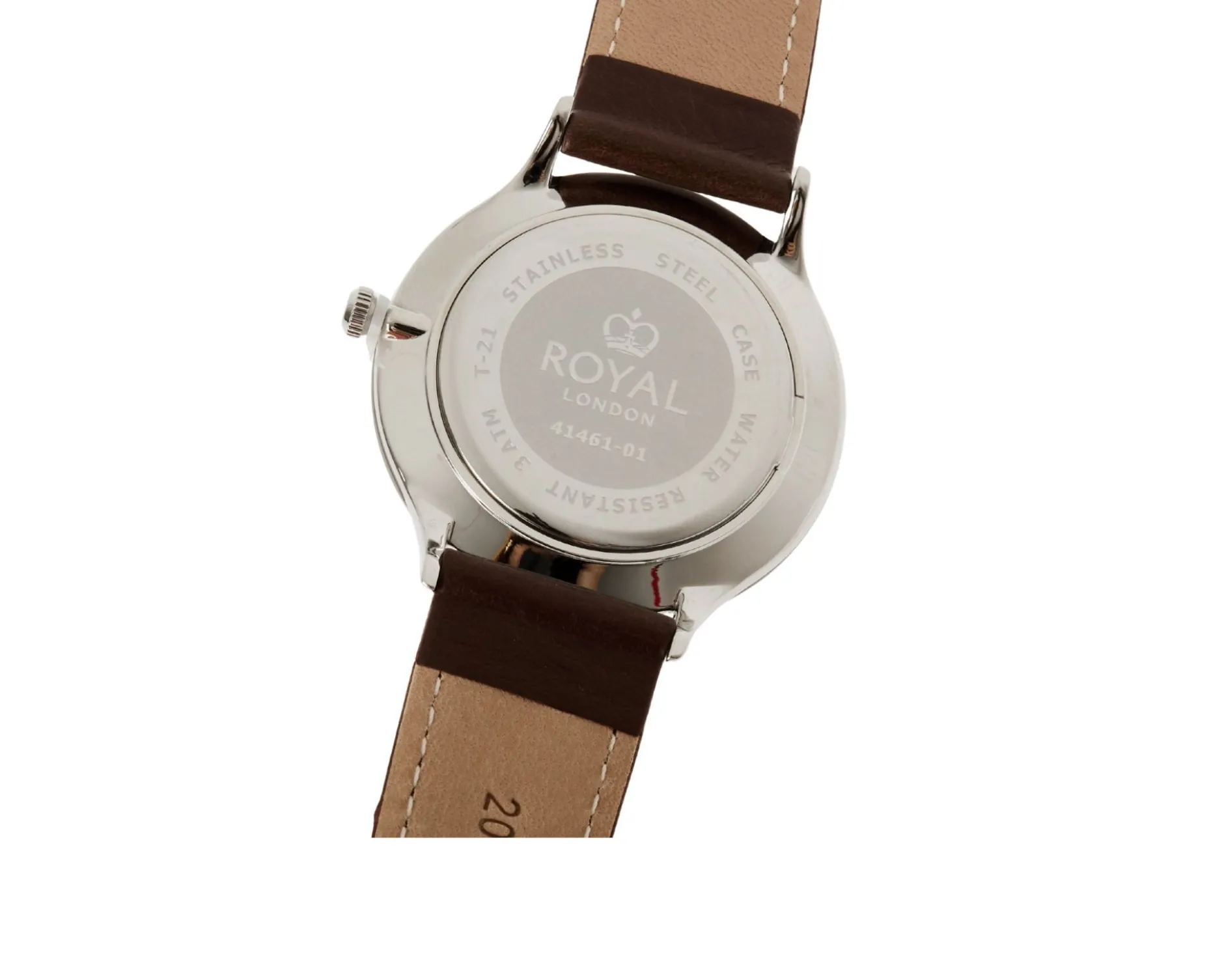 Orologio da polso uomo acciaio con quadrante nero e cinturino in pelle Royal london
