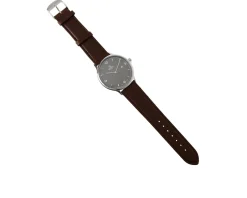 Orologio da polso uomo acciaio con quadrante nero e cinturino in pelle Royal london