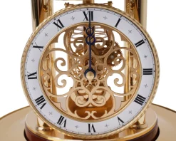 Orologio da tavolo astrolabium in ottone dorato e mogano Hermle