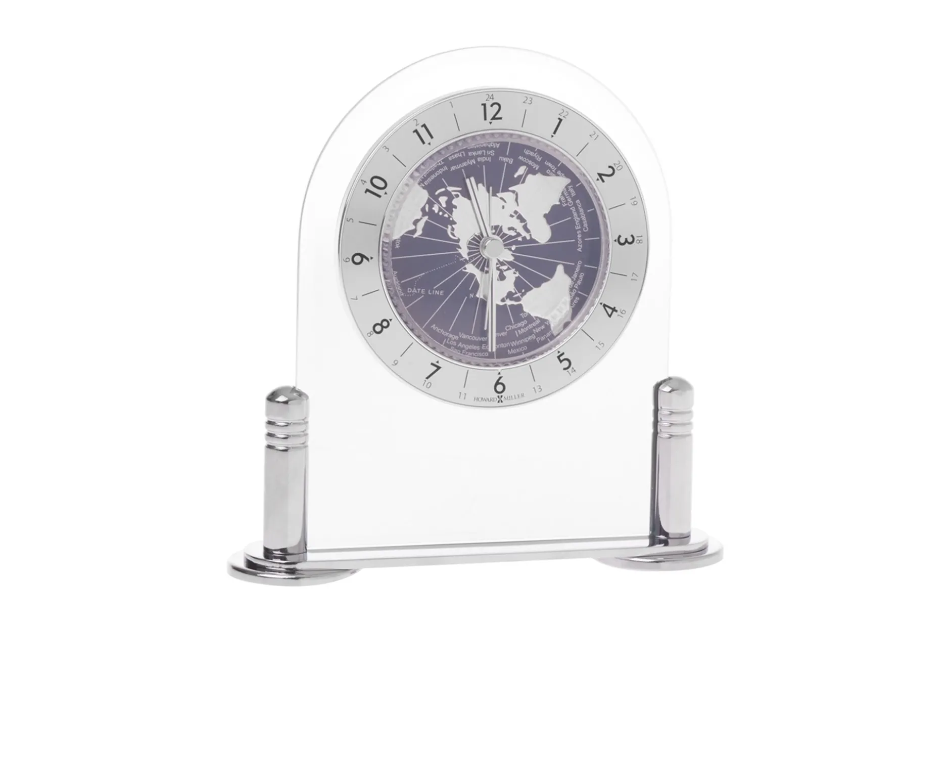 Orologio da tavolo con mondo blu e arco in cristallo Selezione zanolli