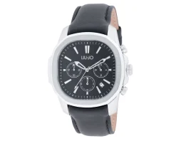 Orologio uomo lj prime chrono acciaio quadrante nero e cinturino pelle nera Liu jo