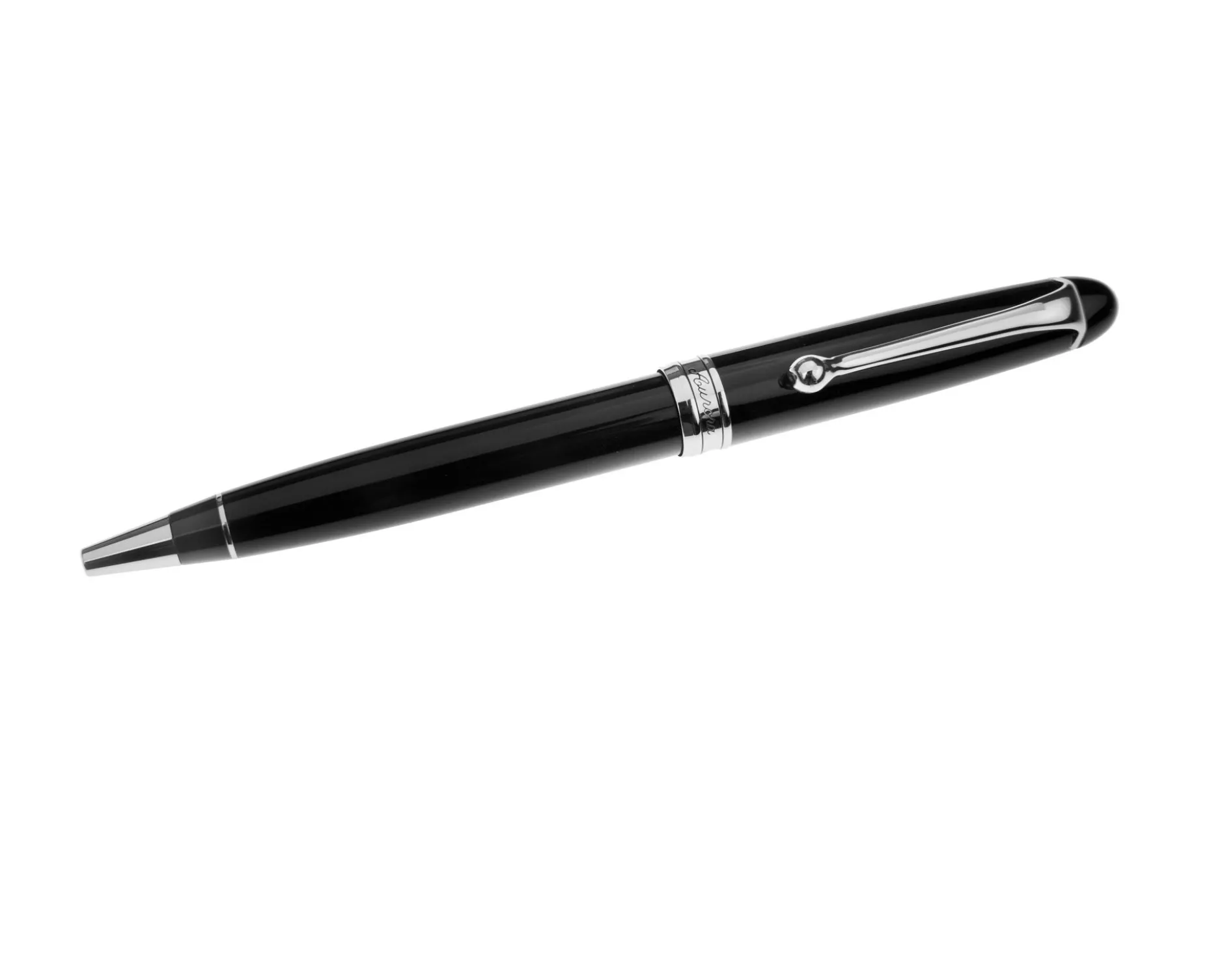 Penna a sfera 88 nera con finiture cromate Aurora