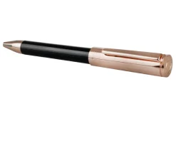 Penna a sfera tu metal cap nera e oro rosa Aurora