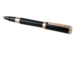 Penna roller tu resin nera finiture rosè Aurora