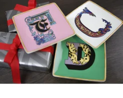 Piattino alphabet porcellana lettera d Versace